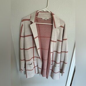 LOFT Cream and Burnt Orange Knit Sweater Blazer